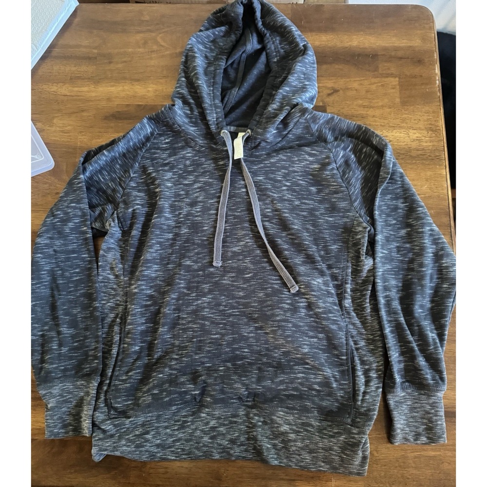 Green Tea Women's Heather Gray light weight Hoodie Drawstring Pockets Size L